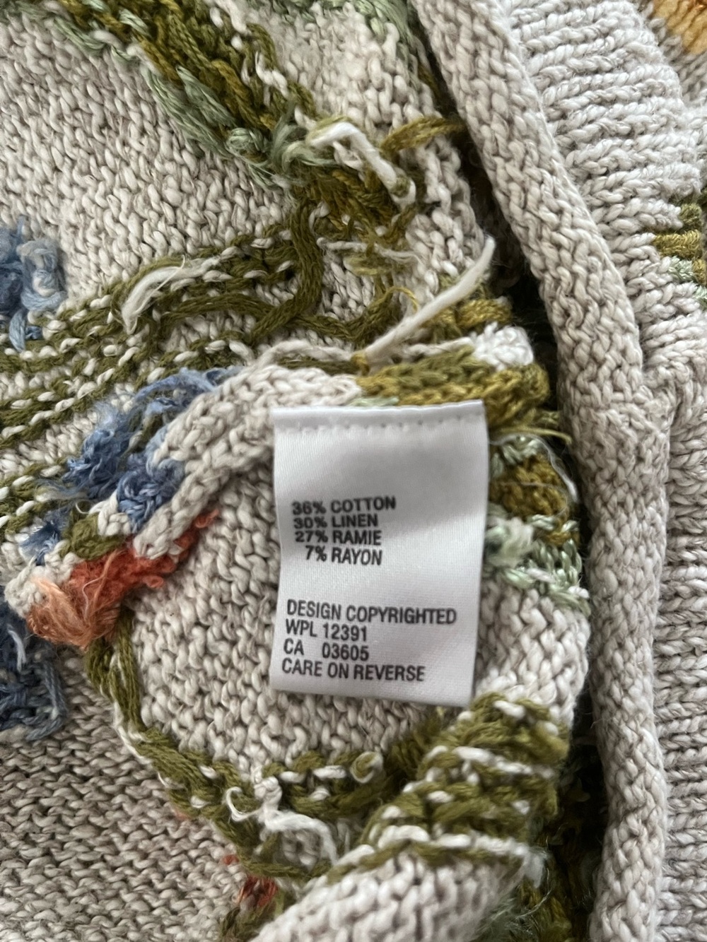 VTG Northern Isles Embroidered Floral Knit Sweater Beige Size Medium Cottagecore - Picture 7 of 14